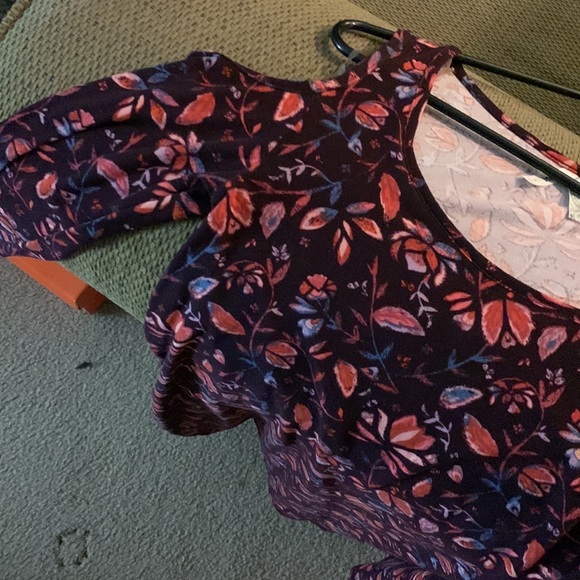 Black Shoulderless Dress with Orange Flowers - Picture 3 of 8